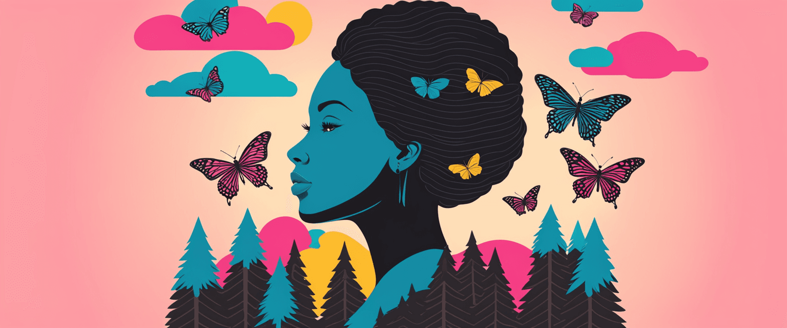 Bright color, bold lines illustrations